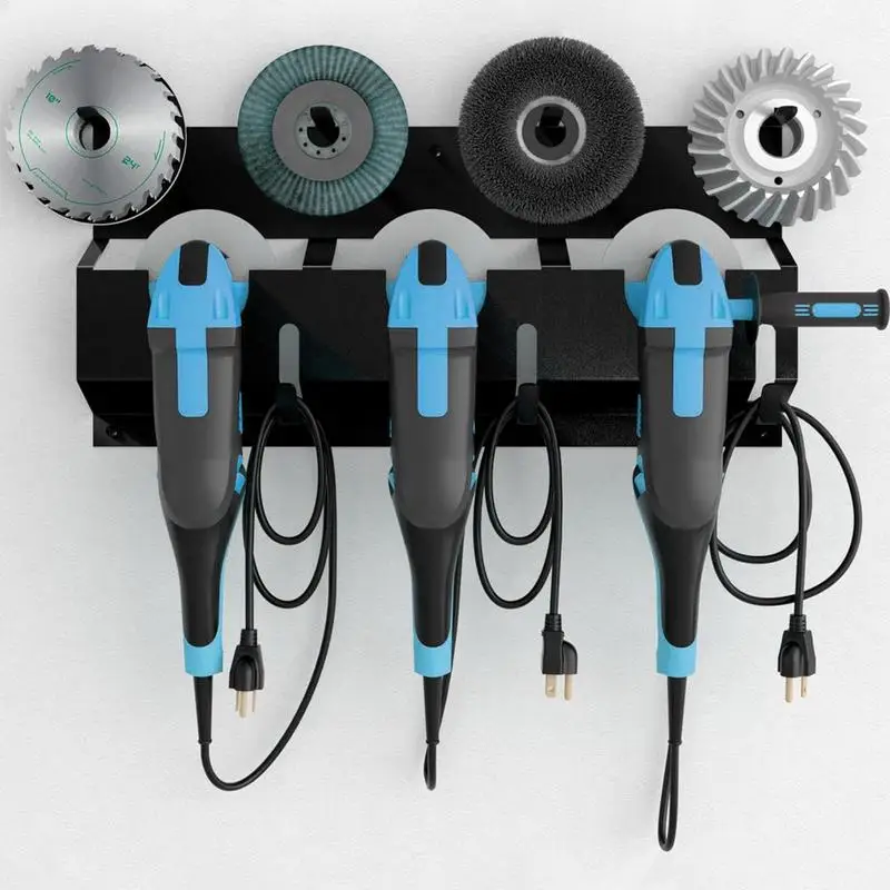 Workshop Cutting Tools - ที่ยึดเครื่องเจียรแบบติดผนังพร้อมที่จัดการสายเคเบิล, ชั้นวางเครื่องเจียรสำหรับเครื่องมือตัดและขัด, อุปกรณ์จัดระเบียบในโรงงาน