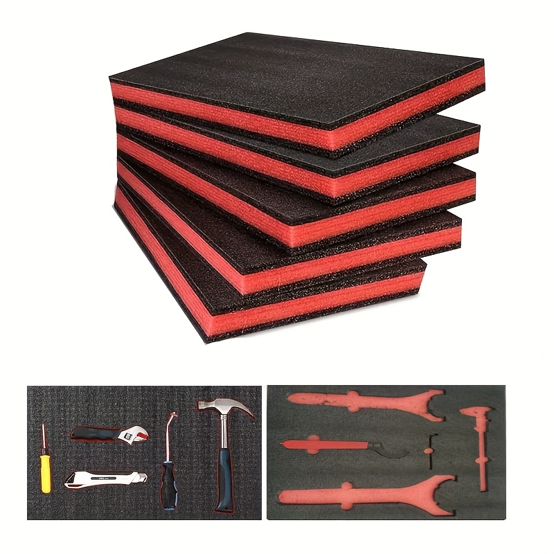Workshop Cutting Tools - แผ่นโฟมจัดระเบียบกล่องเครื่องมือแบบหนาพิเศษ กันลื่น แผ่นรองกล่องเครื่องมือ กล่องจัดระเบียบพร้อมช่องใส่เครื่องมือ สำหรับโรงงาน โรงรถ