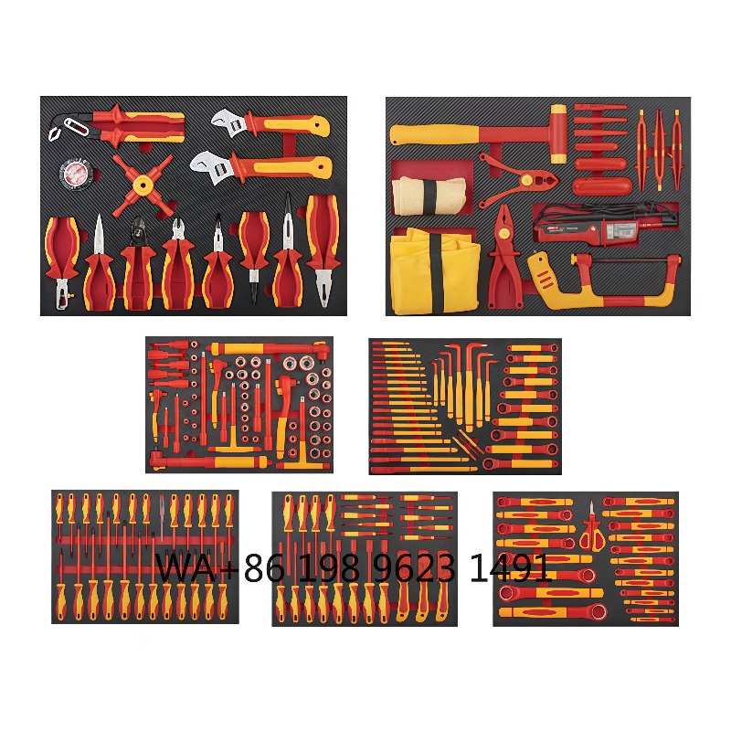 Workshop Tools Safety - ชุดเครื่องมือฉนวนกันไฟฟ้าความแข็งสูง 198 ชิ้น, เครื่องมือความปลอดภัยแรงดันสูง 10000V สำหรับงานซ่อมแซมในโรงงานช่างไฟฟ้า